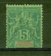 Papier Teinté, Légende En Rouge - SAINT PIERRE ET MIQUELON - N° 62 - 1892 - Used Stamps
