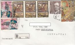 STAMPS ON REGISTERED COVER, NICE FRANKING, PLANE, JESUS' BIRTH, 1993, SPAIN - Lettres & Documents