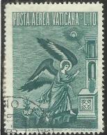 VATICANO VATIKAN VATICAN  1956 AEREA ARCANGELO GABRIELE GABRIEL ARCHANGEL LIRE 10 USATO USED - Airmail