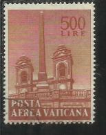 VATICANO VATIKAN VATICAN 1959 POSTA AEREA AIR MAIL OBELISCHI OBELISKS LIRE 500 USATO USED - Airmail