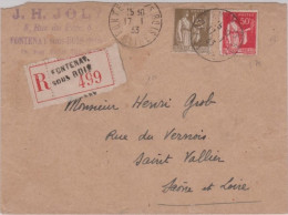 1933 - SEINE - ENVELOPPE RECOMMANDEE De FONTENAY Pour ST VALLIER - - 1932-39 Frieden