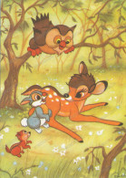 BAMBI, Rabbit, Owl And Squirrel -  Lapin, Hibou Et L'écureuil,old Postcard - Disneyland