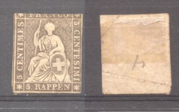 Switzerland 1854 Sitting Helvetia 5Rp Mi.13II MH AM.293 - Neufs