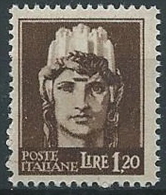 1945 LUOGOTENENZA EFFIGIE 1,20 LIRE FILIGRANA RUOTA MNH ** - ED578-2 - Neufs