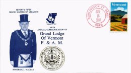 United States 1994 Masonic Cover - Grand Lodge Of Vermont F.& A.M. K.297 - Freemasonry