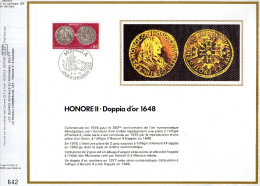 Feuillet Tirage Limité CEF 133 Soie Honoré II Monnaie Pièce Doppia D´or 1648 - Brieven En Documenten