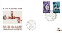 SURINAM.  N°554-5 De 1972 Sur Enveloppe 1er Jour (FDC). Eau. - Agua