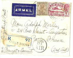LBL26B - INDE LETTRE AVION REOMMANDEE APOLLO BANDAR / PARIS 4/12/1930 - 1911-35 King George V