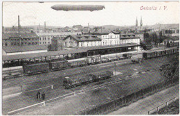 OELSNITZ Im Vogtland Zeppelin über Bahnhof Gleisseite Belebt 14.10.1913 Gelaufen - Oelsnitz I. Vogtl.