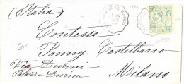 LBL26B - MONACO ALBERT Ier 25c VERT CLAIR SUR LETTRE POUR MILANO 24/12/1896 - Briefe U. Dokumente