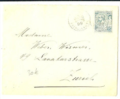 LBL26B - MONACO ALBERT Ier 25c VERT CLAIR SUR LETTRE POUR ZURICH 10/3/1899 - Brieven En Documenten