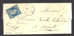 FRANCE 1853 N° 10  Obl. S/lettre PC 1861 Marcenat (indice 10) - 1852 Louis-Napoleon