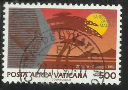 VATICANO VATIKAN VATICAN 1990 POSTA AEREA AIR MAIL VIAGGI DEL PAPA GIOVANNI PAOLO II POPE´S TRAVELS LIRE 500 USATO USED - Luftpost