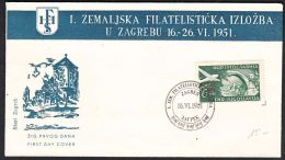 Yugoslavia 1951, Illustrated Cover "1st Philatelic Exibition In Zagreb" W./ Special Postmark "Zagreb" ,ref.bbzg - Lettres & Documents