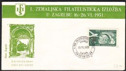 Yugoslavia 1951, Illustrated Cover "1st Philatelic Exibition In Zagreb" W./ Special Postmark "Zagreb" ,ref.bbzg - Lettres & Documents