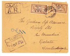 1921 Cilicie Devant De Lettre Avec 2 X Mi#86 AR De Mersine Pour Galata Constantinople - Cartas & Documentos