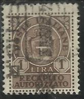 ITALIA REGNO ITALY KINGDOM 1946 LUOGOTENENZA RECAPITO AUTORIZZATO LIRE 1 TIMBRATO USED - Service Privé Autorisé