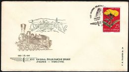 Yugoslavia 1965, Illustrated Cover "100 Years Of The Railway  Zagreb-Karlovac" W./ Special Postmark "Karlovac", Ref.bbzg - Covers & Documents