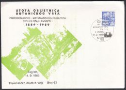 Yugoslavia 1989, Illustrated Cover "100 Years Of Botanical Garden" W./ Special Postmark "Zagreb", Ref.bbzg - Covers & Documents