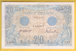 BILLET FRANCAIS - 20 Francs Bleu 27.6.1912 SUP+ - 20 F 1905-1913 ''Bleu''