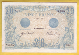 BILLET FRANCAIS - 20 Francs Bleu 2.12.1912 TTB+ - 20 F 1905-1913 ''Bleu''