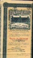 « Palacio De HIELO Y Del Automovil De MADRID SA »  Accion De Dividendo (1921) - Automobilismo