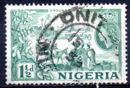 NIGERIA 1953 Groundnuts  -  11/2d. - Turquoise     FU - Nigeria (...-1960)