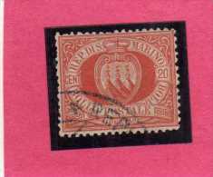 SAN MARINO 1877 - 1890 STEMMA COAT OF ARMS ARMOIRIES CENT.20 USATO USED - Oblitérés