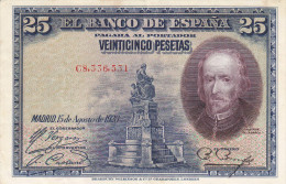 25  PTS  ALFONSO XIII  1928  CIRCULADO 2ª REPUBLICA - 1-2-5-25 Peseten