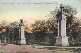 Maine Portland Portland Street Entrance To Deerings Oaks 1908 - Portland