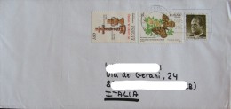 ESPANA SPAIN SPAGNA 2000 Unused New Ungummed Butterfly Usado Used On Cover Complete Letter To Italy Postal History - Lettres & Documents