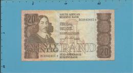 South Africa - 20 RAND - ( 1990 - 93 ) - Pick 121.e - Sign. 7 - Watermark: J. Van Riebeek - 2 Scans - Südafrika