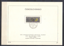 Czechoslovakia Mi  2237  FIRST DAY SHEET  Stamp Day , Postal Horn 1974 - Cartas & Documentos