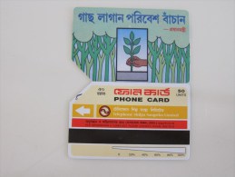 Urmet Magnetic Phonecard,BAN-02 Planting A Tree,used - Bangladesh