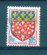 VARIÉTÉS FRANCE 1962 N° 1352 AMIENS 0.05 BLASONS DE VILLES FR OBLITÉRÉ SANS GOMME - Oblitérés