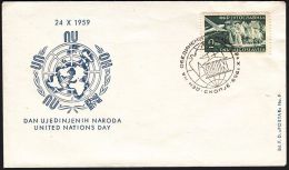 Yugoslavia 1959, Illustrated Cover "United Nations Day" W./ Special Postmark "Skopje" ,ref.bbzg - Lettres & Documents