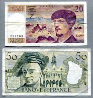 3266 - FRANKREICH - 4 Banknoten - 20, 50, 100, 200 Francs  Gebraucht - FRANCE, 4 Banknotes - Non Classés