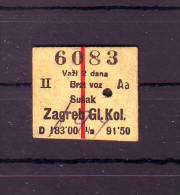 Railway Ticket Croatia 1940 Y Susak Zagreb Main Station - Autres & Non Classés