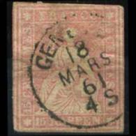 SWITZERLAND 1858 - Scott# 38 Helvetia 15r Used (XH440) - Usati