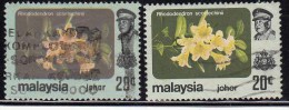 2 Diff. Shade / Colour Variety, 20c Flower, Johore Used 1979-1983, Malaya, - Johore