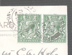 2 X 1/2D GREEN STAMPS PAIR FROM A BOOKLET OBVIOUS EXCESS PERFORATIONS UNCHECKED FOR VARIATIONS PERFORATIONS ETC - Briefe U. Dokumente