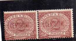 SAN MARINO 1894 - 1899 CIFRA NUMERAL CENT. 2 COPPIA PAIR MNH - Unused Stamps