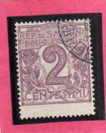 SAN MARINO 1903 CIFRA NUMERAL CENT.  2  TIMBRATO USED - Gebraucht