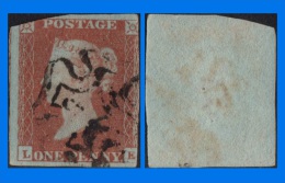 GB 1841-0022, QV 1d Red-Brown MC "L-E", Spacefiller - Used Stamps