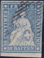 Schweiz 1854 10Rp. Strubel Zu#23A Vom Untern Rand Mit Raute - Usados