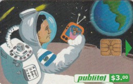 El Salvador, ELS-PUB-049B, Telecomunicador Espacial, Space, 2 Scans.  Chip : LG - El Salvador