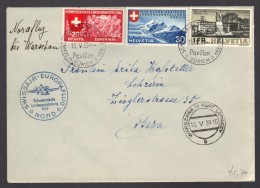 SUISSE 1939 Vol Swissair Zurich/ Varsovie N° 321, 322 & 310 Obl. S/Lettre Entiére - Eerste Vluchten