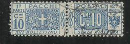 ITALY KINGDOM ITALIA REGNO 1914 - 1922 PACCHI POSTALI NODO DI SAVOIA CENT. 10 USATO USED - Paketmarken