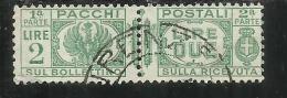ITALIA REGNO 1927 1932 PACCHI POSTALI AQUILA SABAUDA CON FASCI LIRE 2 USATO USED - Colis-postaux