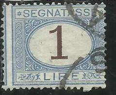 ITALIA REGNO 1870 - 1874 SEGNATASSE TAXES DUE TASSE  CIFRA NUMERAL LIRE 1 TIMBRATO USED - Portomarken